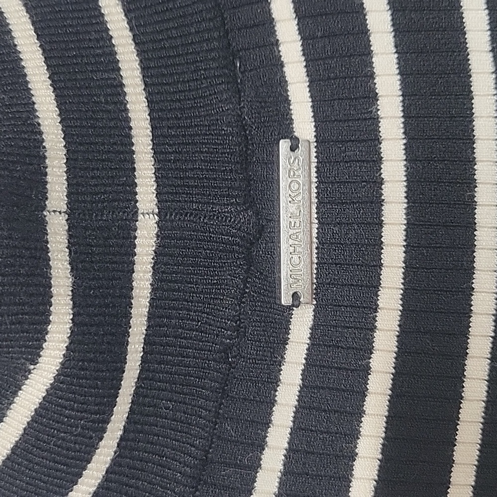 Michael Kors Stretch-Viscose Striped Ribbed Turtle Neck Black, White - Picture 7 of 10